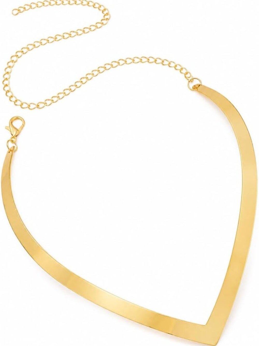 Bold V Shape Metal Choker Necklace for Women - Gold, Silver & Hot Pink Statement
